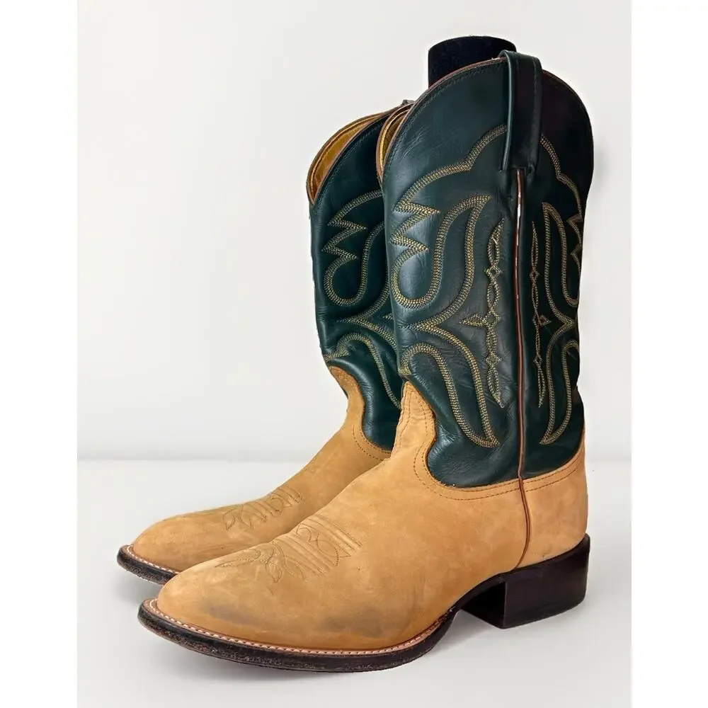 Nocona Handcrafted Western Cowboy Boots Mens Size 8.5 D Brown Tan